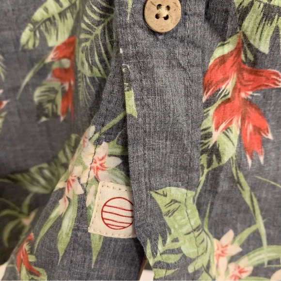 Marine Layer Shirt Mens Large Blue Wailea Hawaiian Pineapple Button Shirt - Picture 5 of 11